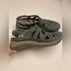 Bionica Maclean 2 Sandal leather blue slingback flat laser cut size 8M